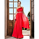 Sheath/Column One Shoulder Floor-length Satin Chiffon Evening Dress