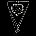 Elegant Silver Plated Flat Hollow Heart Women's Jewelery Set Including Necklace,Bracelet,Earring