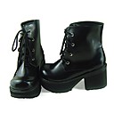 Handmade preta de couro PU 8 centímetros do salto alto sapatos casuais Lolita