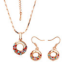 Multi cristal en forme de rond Couleur Set Bijoux en or 18K Y compris le collier, boucles d'oreilles