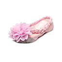 Hecho a mano zapatos de baile de lona Split-Ballet Slipper único con la flor de satén para los niños