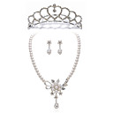 Gorgeous Clear Crystals And Imitation Pearls Wedding Jewelry Set,Including Necklace,Earrings And Tiara
