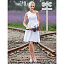 A-line One Shoulder Knee-length Taffeta Wedding Dress