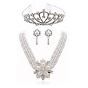 Gorgeous Clear Crystals With Imitation Pearls Jewelry Set,Including Necklace,Earrings And Tiara