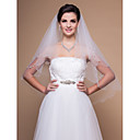 Two-tier Elbow Wedding Veil With Beaded Edge