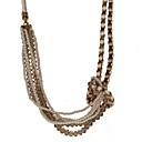Perla y cuerdas anudadas Crystal Necklace