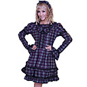Avec Checkered Cotton Manches Robe Lolita Pays amovible (2 Pièces)
