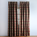 (Dos paneles) cortinas forradas de color rojo a cuadros tradicionales
