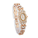 Fashionable Women's Alloy Quartz Movement Glass Round with Rhinestone Shape Dress Watch