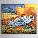 met de hand geschilderde olieverf uur 's middags restc.1890 vincent van.gogh met gestrekte kader