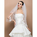 Two-tier Elbow Cute Edge Wedding Veil With Peacock Pattern