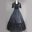 Short Sleeve bodenlangen Black Satin Lace Aristocrat Lolita Kleid