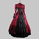 Long Sleeve Floor-length Red Satin Cotton Aristocrat Dress