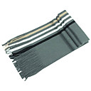 Men's Strip Imitate Knit Scarf (Gray & White)