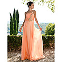 Sheath/Column One Shoulder Floor-length Chiffon Evening Dress