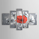 pintado a mano la pintura al óleo con marco de flores estirada - juego de 5