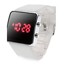 Unisex Sports Square Style Silicone LED Wrist Watch (White)