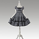 Short Sleeve Knee-length Black and White Cotton Classic Lolita Dress