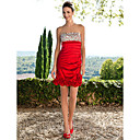 schede / column strapless short / mini stretch satijnen jurk met pailletten