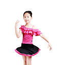 salón de baile dancewear de poliéster con volantes set top y falda de baile latino para los niños