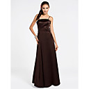 A-line Spaghetti Straps Sleeveless Ankle-length Satin Bridesmaid Dress