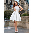Une ligne de v-cou genou longueur organza et la robe de mariée en satin