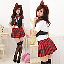 Cute Girl Black and Red and White Polyester School Uniform with Bow(5 Pieces)