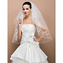 Two-tier Elbow Pencil Edge Wedding Veil With Applique