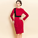 ts contrasterende kleur met lange mouwen plooien slim dress
