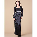 Sheath/Column Queen Anne Floor-length Stretch Satin And Chiffon Mother of the Bride Dress