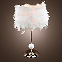 Modern White Table Light in Feather Lampshade