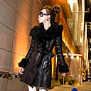 Long Sleeve Shawl Collar PU Casual/Office Coat
