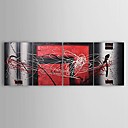 Hand-painted Abstract Oil Painting with Stretched Frame - Set of 4