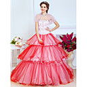 Ball Gown Strapless Floor-length Tulle And Satin Evening Dress With A Wrap