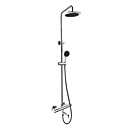 Thermostatic Wall Mount Contemporary Chrome Finish Shower Faucet with 8 Inch Shower Head and Hand Shower