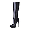 leatherette stiletto hæl kne høye støvler med glidelås fest / kveld sko
