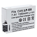 Vidéo Numérique Batterie Remplacement Canon LP-E8 pour Canon EOS 550D 600D et plus (7,4 V, 1350 mAh)