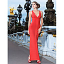 Sheath/Column V-neck Floor-length Bandage Dress