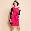 TS Contrast Color Ruffle Front Peplum Sheath Dress