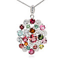 Gorgeous 925 sølv med Tourmaline Plating 18K Gold kvinner halskjede