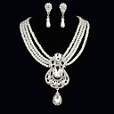 Pérolas elegantes com jóias Cubic Zirconia Mulher Conjunto, incluindo colar, brincos
