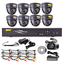 MHK ® -8 Channel One-Touch CCTV DVR en ligne avec 8 Caméra dôme intérieure