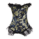 Unique Satin with Lace Strapless Front Busk Closure Corsets Shapewear