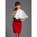 cuello de la mujer soporte encaje solapa blusa camisa (corte fino)