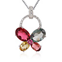 Mote 925 sølv med Tourmaline Plating 18K Gold kvinner halskjede