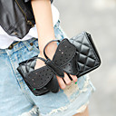 Women's Lovely Bow Diamond Check Clutch Bag