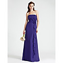 Sheath/Column Strapless Floor-length Chiffon Over Elastic Woven Satin Bridesmaid Dress