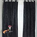 (Deux panneaux) coton / polyester rideaux doublés classiques de mélange noir