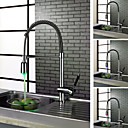 Contemporary Chrome Finish Single Handle LED Kictchen Faucet