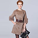 Half Sleeve Collarless Fox Fur Trim Rex Rabbit Fur Casual/Party Coat (More Colors)